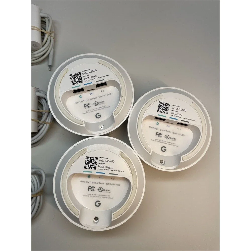 3 pack Used Google Wifi Model AC-1304 Whole Home Mesh Wi-Fi System